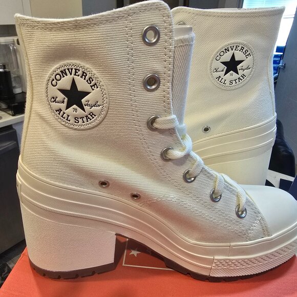 Converse Chuck 70 De Luxe Heel Shoe White Chunky Platform Women 7 A05348C New - Picture 1 of 11